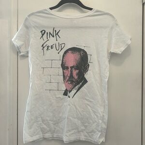 Pink Freud Graphic cotton white t-shirt, women’s tee Med-Large